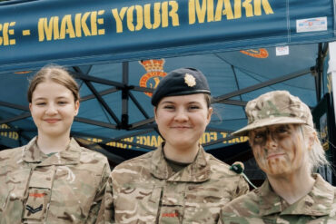 Three cadets at the Army stand