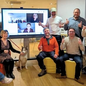 Group of people smiling for the camera