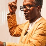 Lemn Sissay presenting a talk