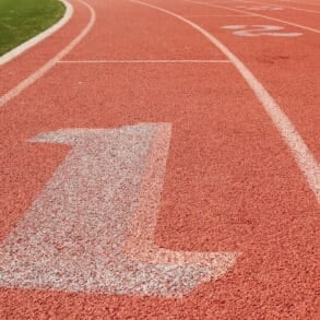 Number one painted on an athletic track