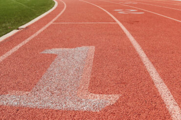 Number one painted on an athletic track