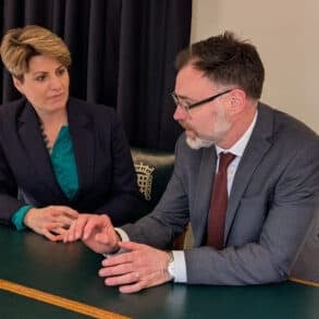 Richard Quigley MP and Floods Minister Emma Hardy MP