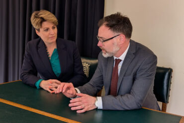 Richard Quigley MP and Floods Minister Emma Hardy MP