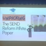 Slide from presentation - Unpicking the SEND reform Paper - showing a person scratching their head