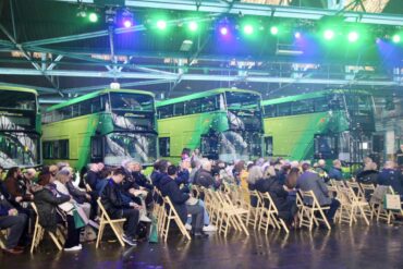 audience at the launch ofnew electric bus