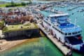 Aerial view of Wight Sky ferry docked in Yarmouth