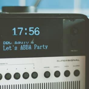 a DAB radio in a kitchen setting