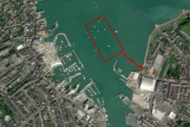 aerial view of where the new marina berths would go