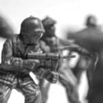 close up shot of tin toy soldiers