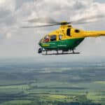 Air ambulance in the air