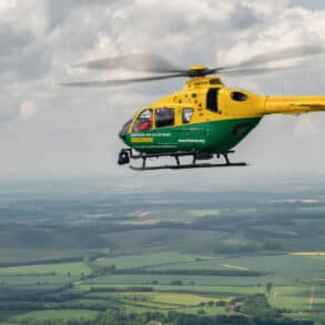 Air ambulance in the air