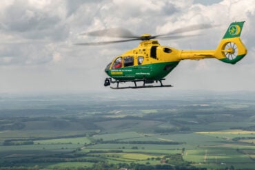 Air ambulance in the air