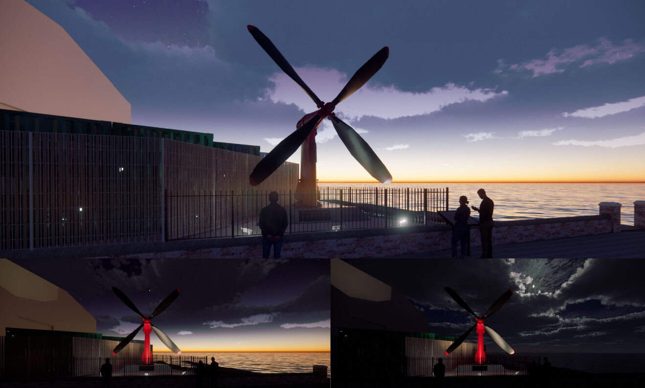 Artist impression of the hovercraft propellor at night