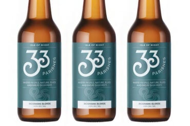 Three bottles of the 33 parishes Biosphere blond beer