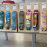 Artist designed skateboards in the exhibition