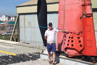 Karl Love with the hovercraft propellor