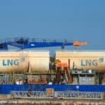 Large tanks with liquefied natural gas