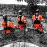 MMC Rope Access team hanging off Castle Rd Bridge in Wroxall