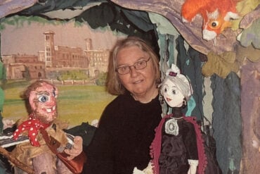 Marion with her Victorian puppets