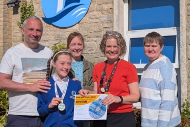 Nick and Sue (Evalyn’s parents) with Evalyn, Becky McGregor, Mountbatten CEO, teacher Paula Blackley