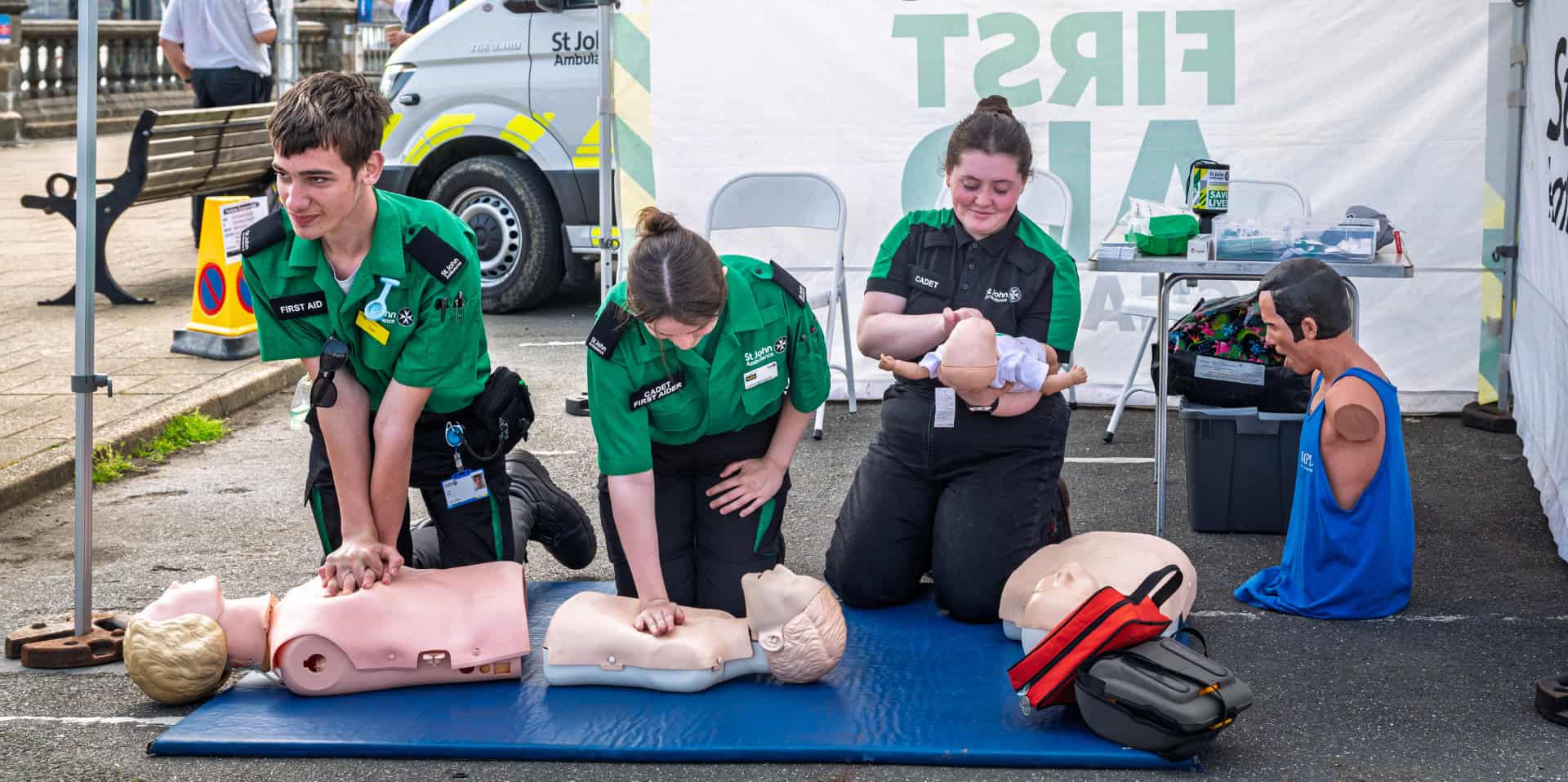 St John Ambulance demonstrating CPR 