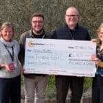 Helen O’Brien, Head of Fundraising for Mountbatten, All Well & Good’s Leighton Atchison-Warne and Neil Clark, Mountbatten CEO, Becky McGregor.