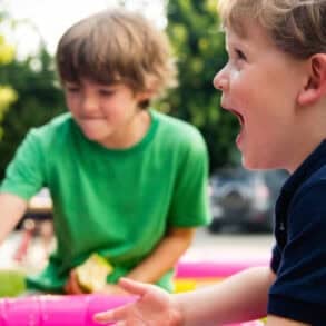children playing in a garden