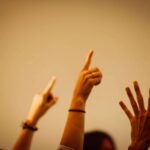 People with their hands in the air