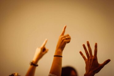 People with their hands in the air