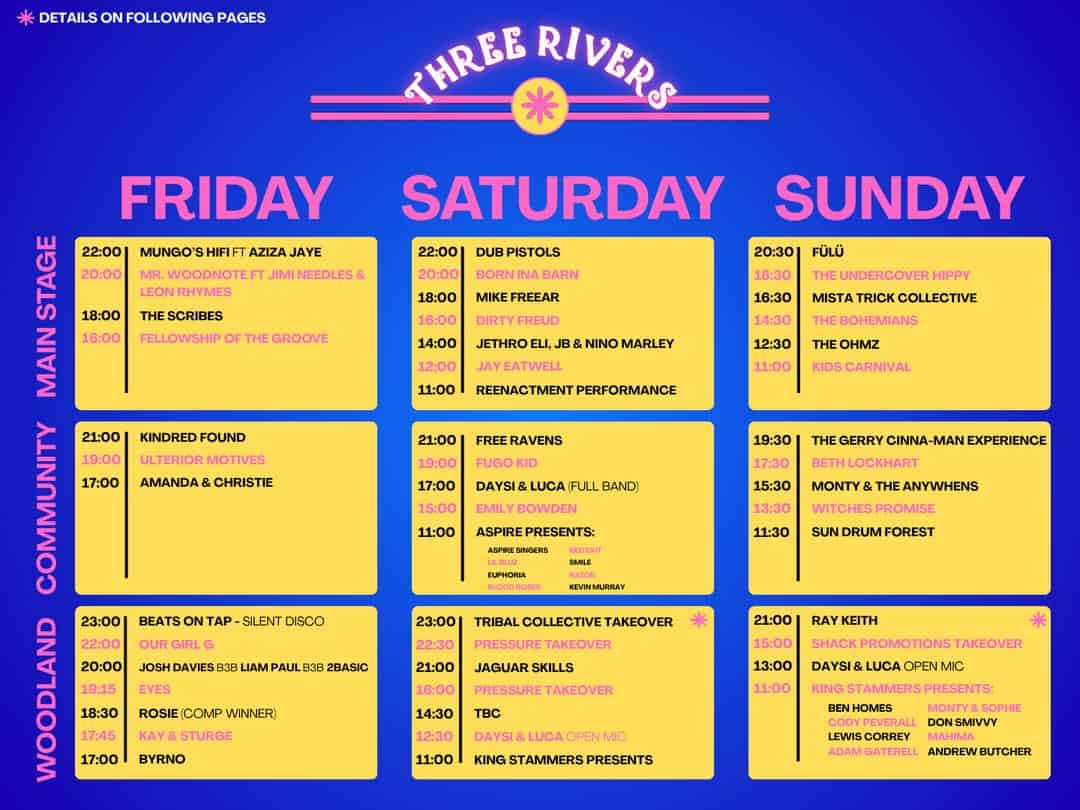 Line up at Three Rivers Festival