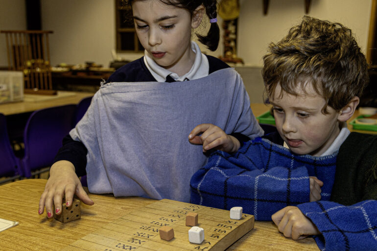 children playing at Newport Roman villa