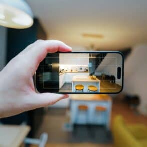 Person taking a photo of a room