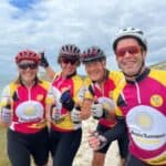 Four cyclists taking part in the randonnee