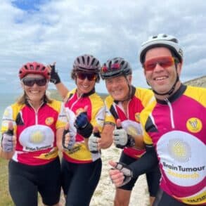 Four cyclists taking part in the randonnee