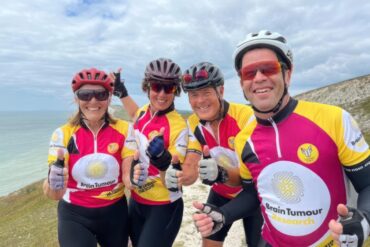 Four cyclists taking part in the randonnee