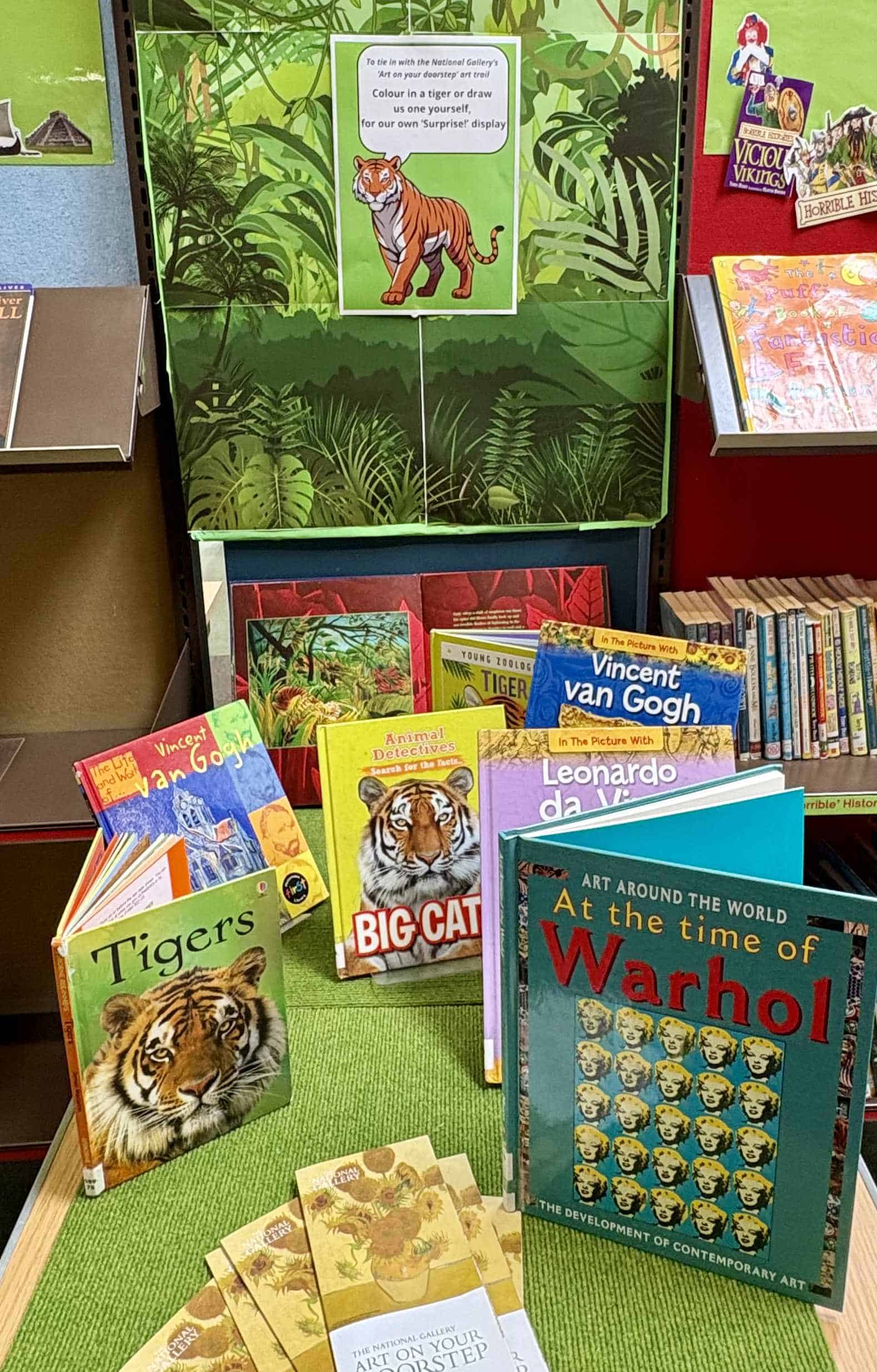 A display of tiger rlated books