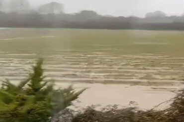 A field flooded in the winter in Gunville