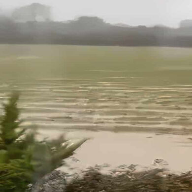 A field flooded in the winter in Gunville