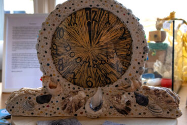 Wendy Welsford's Doomsday Clock made with nurdles