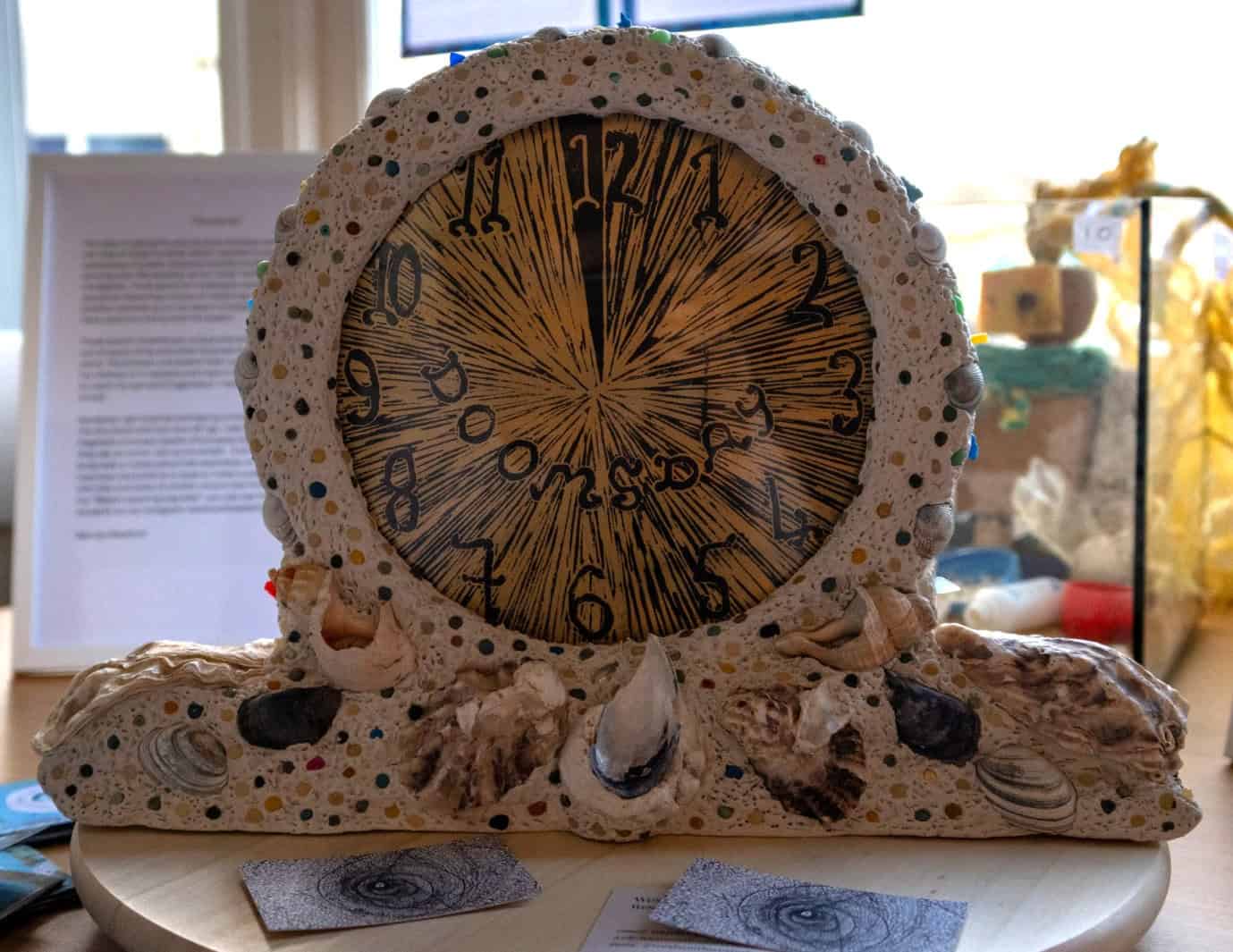 Wendy Welsford's Doomsday Clock made with nurdles