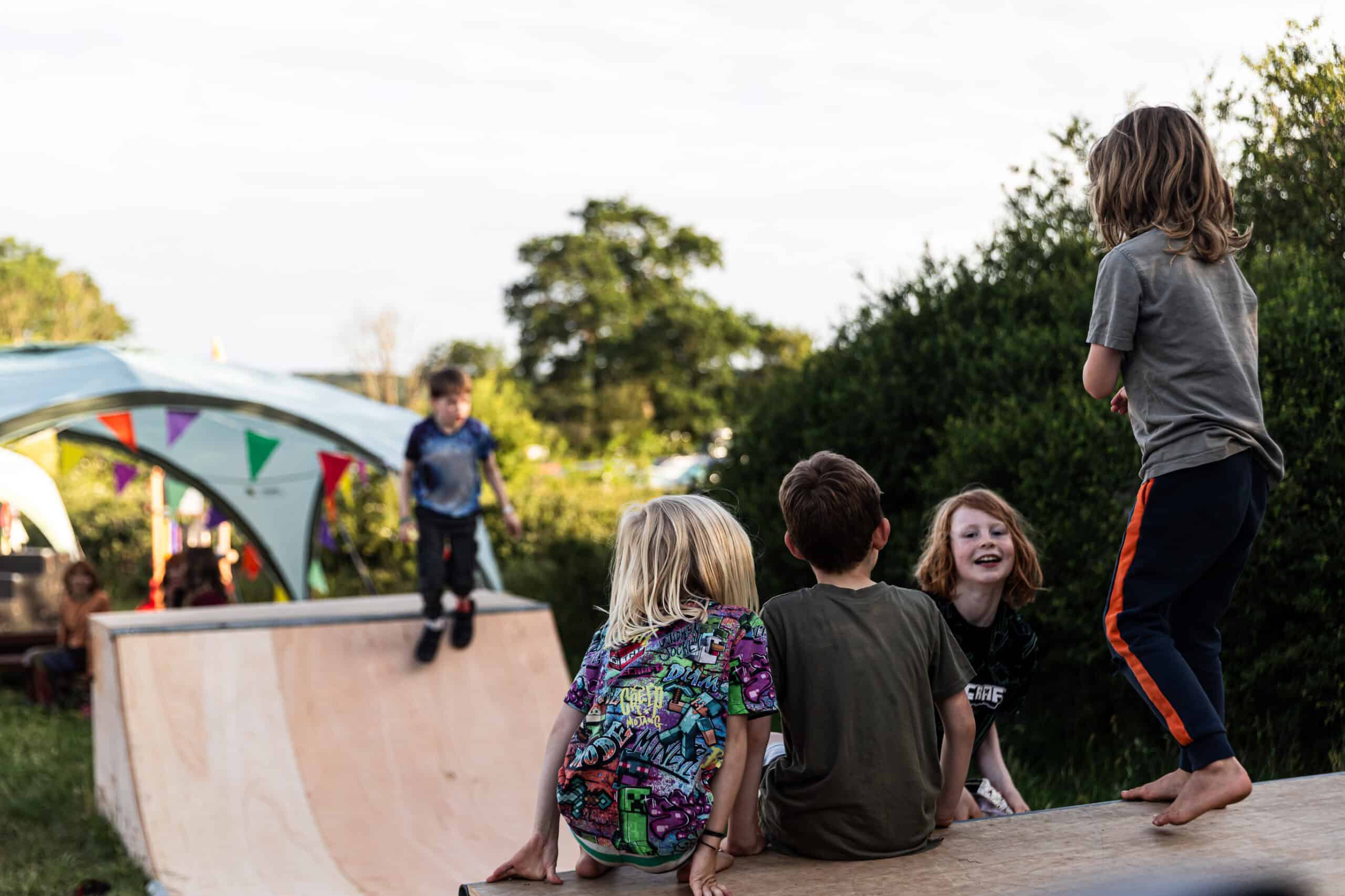 Five children enjoying the fun in Nippers Corner