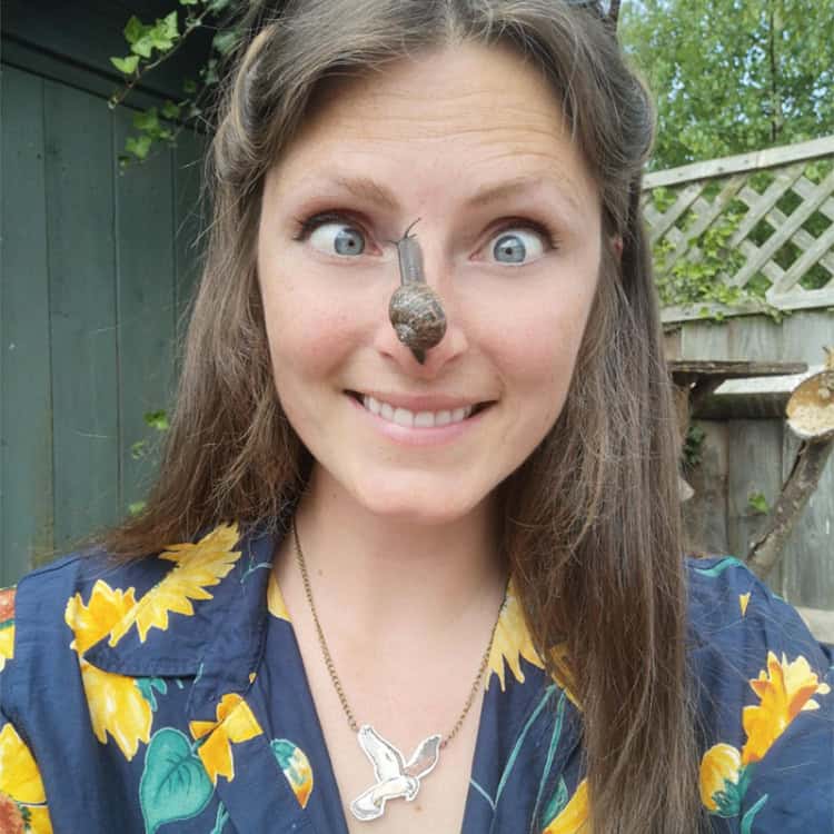 Lucy Lapwing with a snail on her nose