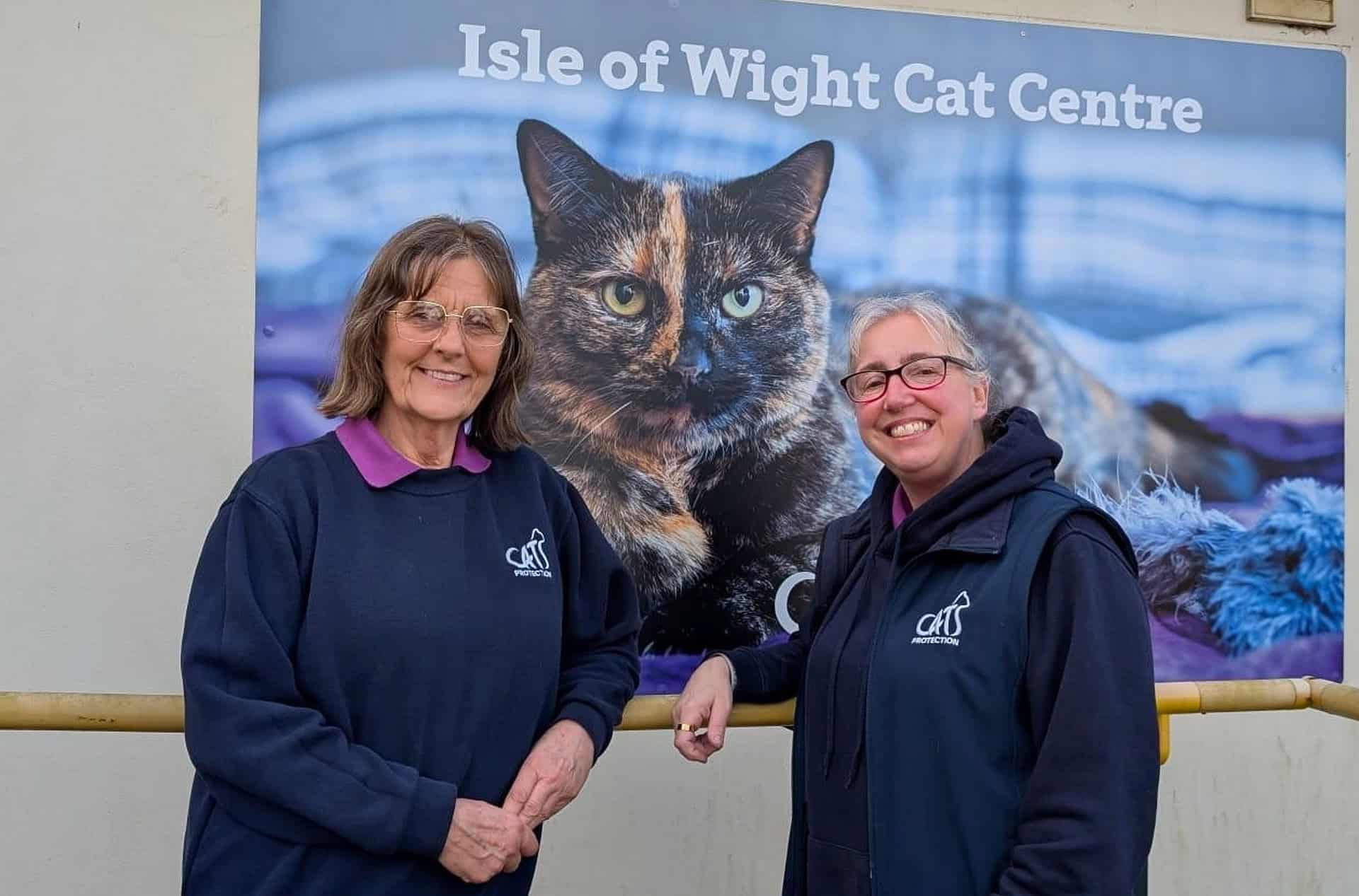 Mel Read and Jo Morrison outside Isle of Wight Cat Centre