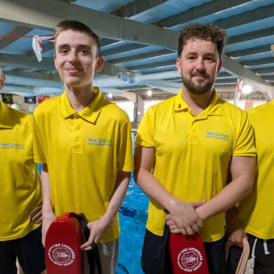 Members of the WWSCC lifeguard team, from left, Ian McAndrew, Deacon Hapgood, Jack Pickford and Elden Clevett