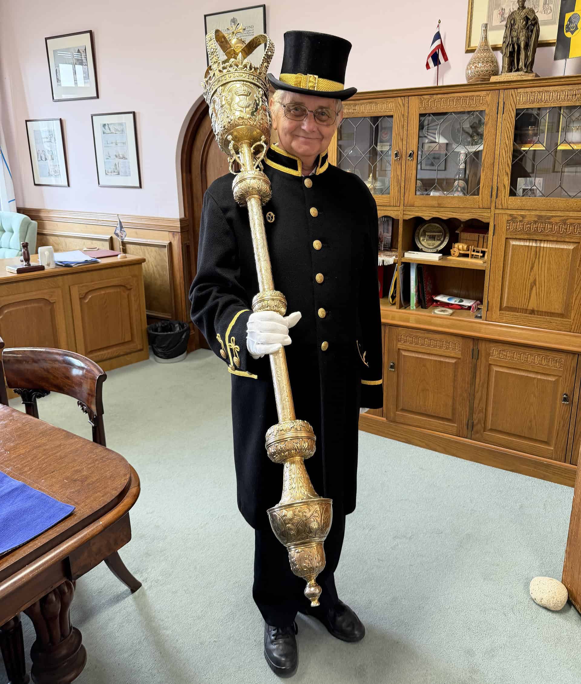 Steve Hammond with the Mace