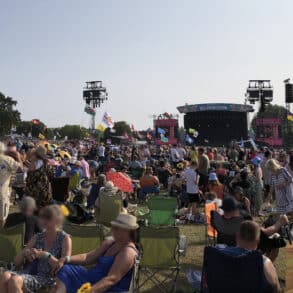 People on chairs and blankets at IW festival