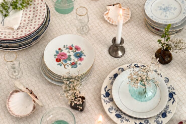 Vintage dinner table setting