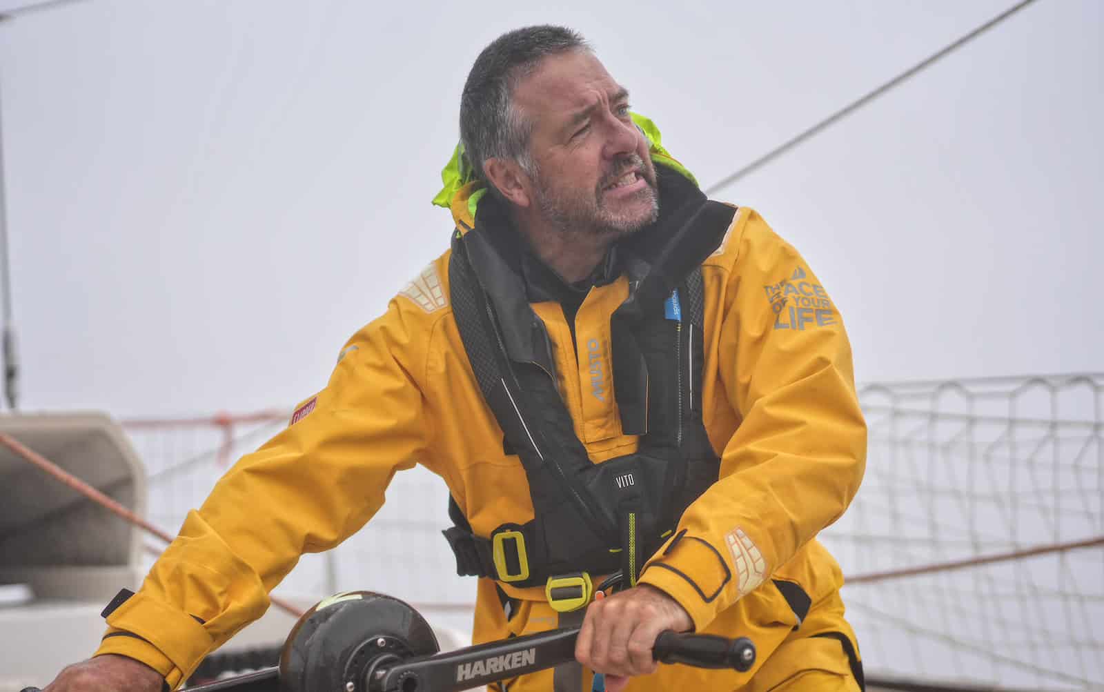 Steve Pearce on board the yacht taking part in the Clipper Race Around the World