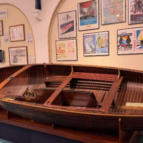 Wooden rowing boat in Cowes Library
