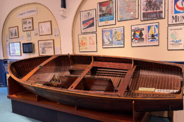 Wooden rowing boat in Cowes Library